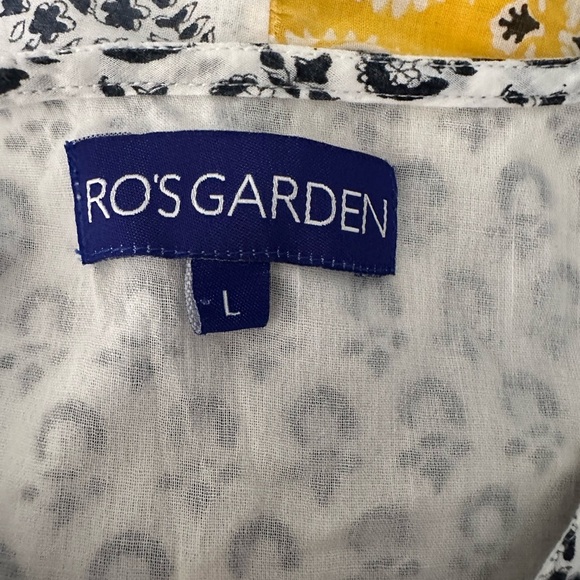 Ro’s Garden Anthropologie White and Yellow Printed Maxi Dress - Size Large - Picture 4 of 8